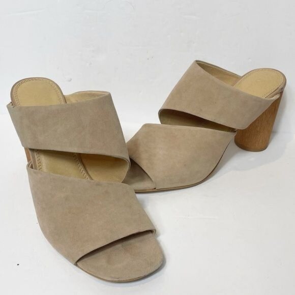 Splendid Serenade Suede Block Heel Sandal Wood Sided Neutral Transition Size 9.5 - Picture 8 of 10
